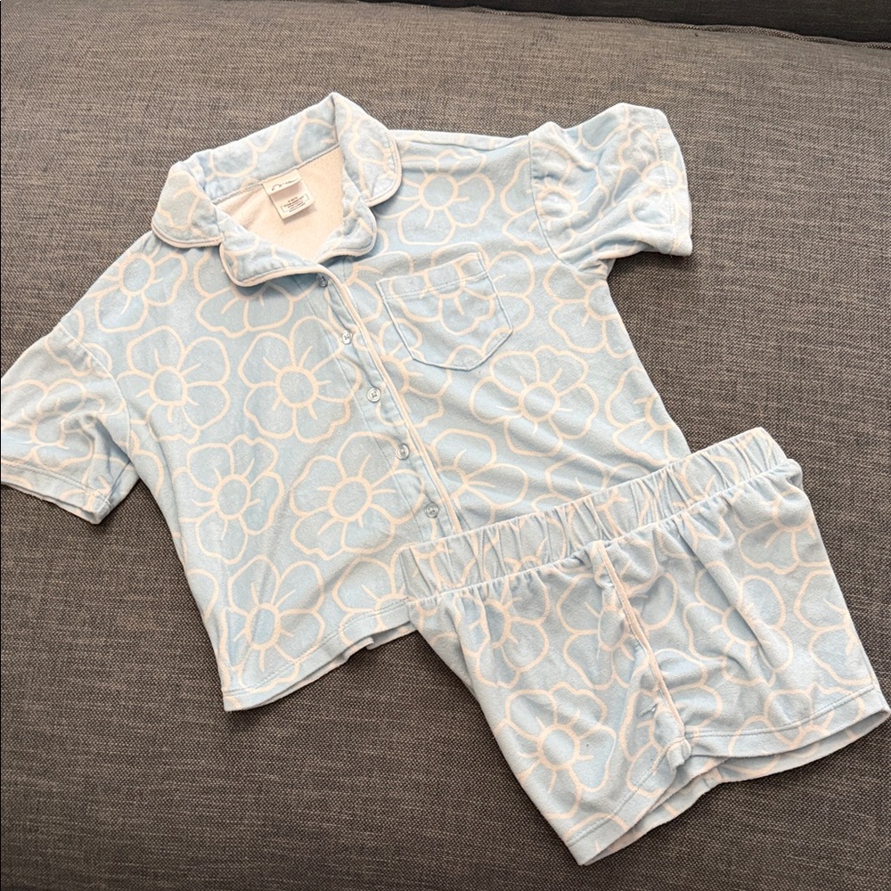 Art Class Light Blue Floral Kids Pajama Set